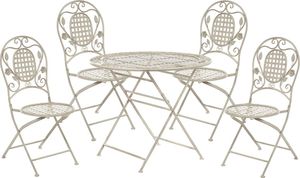 Shumee Zestaw ogrodowy stół i 4 krzesła metalowy złamana biel BIVIO 1