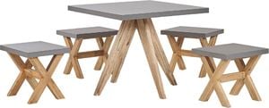 Shumee Zestaw ogrodowy kwadratowy stół i 4 stołki szary OLBIA 1