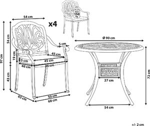 Shumee Zestaw ogrodowy stół i 4 krzesła biały ANCONA 9