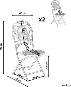 Shumee Zestaw 2 krzeseł ogrodowych metalowy złamana biel BIVIO 6