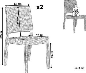 Shumee Zestaw 2 krzeseł ogrodowych biały FOSSANO 7