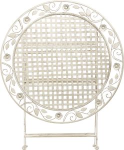 Shumee Stół ogrodowy metalowy 90 cm złamana biel BIVIO 2