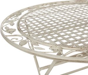 Shumee Stół ogrodowy metalowy 90 cm złamana biel BIVIO 3