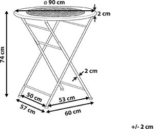 Shumee Stół ogrodowy metalowy 90 cm złamana biel BIVIO 5