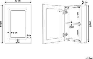 Shumee Szafka łazienkowa wisząca z lustrem LED 40 x 60 cm biała CONDOR 9