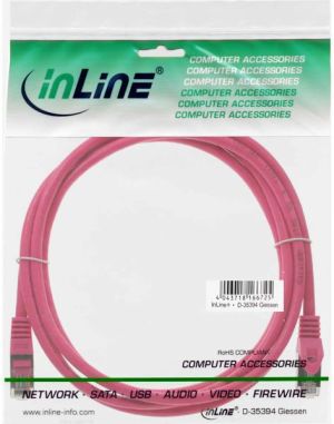 InLine Patchcord SF/UTP, Cat.5e, różowy 0.25m (72522M) 2