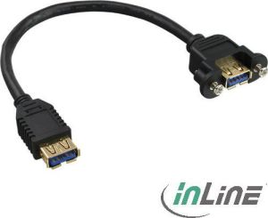 Kabel USB InLine do obudowy USB 3.0 A/A, 0.2m, Czarny (33445G) 1