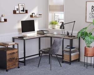 Biurko Songmics SGM-LWD72MB Brązowe 138 cm x 138 cm 2