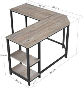 Biurko Songmics SGM-LWD72MB Brązowe 138 cm x 138 cm 5