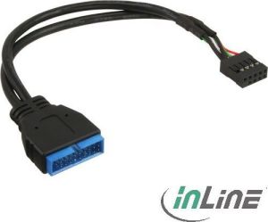 InLine USB 19 pin - USB 9 pin, 0.3m, Czarny (33449M) 1