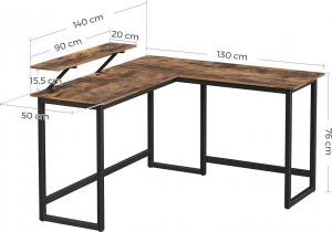 Biurko Songmics SGM-LWD56X Brązowe 140 cm x 130 cm 2