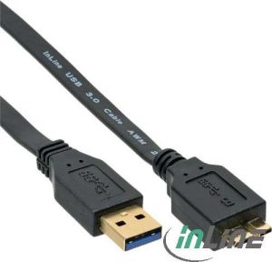 Kabel USB InLine Ultra Płaski USB A/Micro USB, 3m, Czarny (35430F) 1