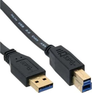 Kabel USB InLine USB-B ultra-płaski, 2.5m Czarny (35325F) 1
