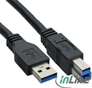 Kabel USB InLine USB 3.0 A/B, 2.5m, Czarny (35325) 1