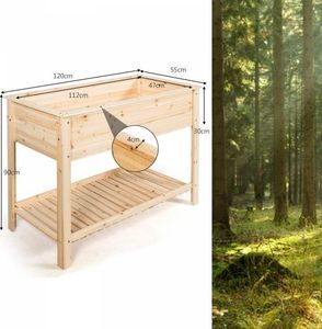 Costway Drewniana skrzynia donica podwyższona na warzywa i zioła 3