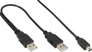 Kabel USB InLine 2x USB-A - miniUSB 1 m Czarny (33107X) 1