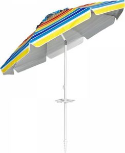Costway Parasol plażowy regulowany z uchwytem i ochroną UPF 50+ 2,2 x 2m 1