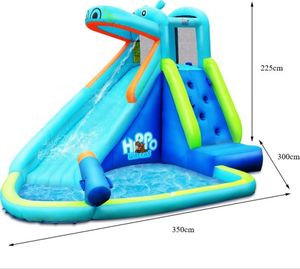 Costway Zjeżdżalnia nadmuchiwana do ogrodu hipopotam 3