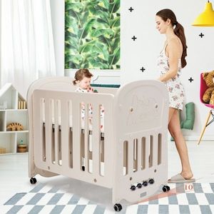Costway Łóżeczko dziecięce 3w1 kołyska z kółkami 4