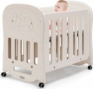 Costway Łóżeczko dziecięce 3w1 kołyska z kółkami 7