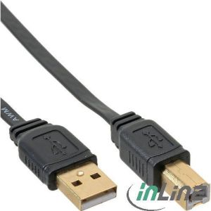 Kabel USB InLine USB-B ultra-płaski, 1m Czarny (34510F) 1