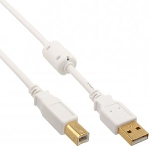 Kabel USB InLine USB-A - USB-B 1 m Biały (34510W) 1