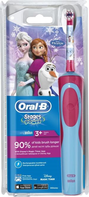 Szczoteczka Oral-B Kids Stages Power Frozen Różowo-niebieska 2