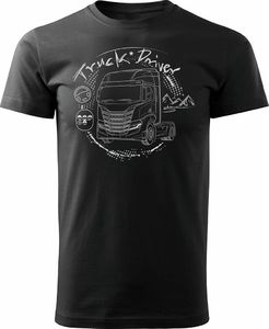 Topslang Koszulka z ciężarówką Iveco prezent dla kierowcy Tira TIR męska czarna REGULAR L 1