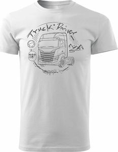 Topslang Koszulka z ciężarówką Iveco prezent dla kierowcy Tira TIR męska biała REGULAR XXL 1