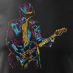 Topslang Koszulka z gitarą dla gitarzysty rockowa jazzowa smooth jazz męska czarna REGULAR S 2