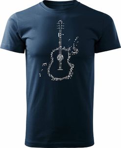 Topslang Koszulka z gitarą dla gitarzysty rockowa jazzowa smooth jazz męska granatowa REGULAR L 1