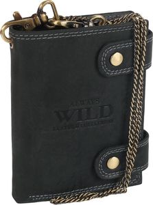 Always Wild Atrakcyjny, skórzany portfel męski z mosiężnym łańcuchem Always Wild Nie dotyczy 1