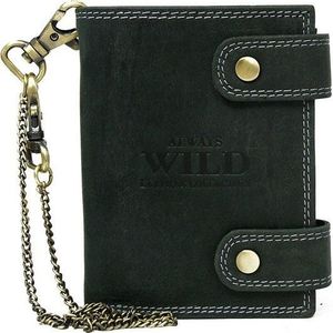 Always Wild Atrakcyjny, skórzany portfel męski z mosiężnym łańcuchem Always Wild Nie dotyczy 3