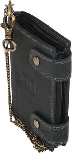 Always Wild Atrakcyjny, skórzany portfel męski z mosiężnym łańcuchem Always Wild Nie dotyczy 5