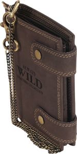 Always Wild Atrakcyjny, skórzany portfel męski z mosiężnym łańcuchem Always Wild Nie dotyczy 5