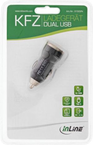 Ładowarka InLine 31502N 2x USB-A 3.1 A  (31502N) 2