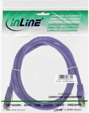 InLine Patchcord SF/UTP Cat.5e, fioletowy 0.3m (72533P) 2