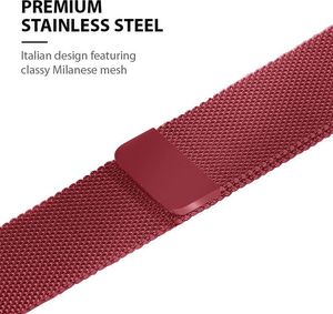 Crong Pasek ze stali nierdzewnej Crong Milano Steel do Apple Watch 38/40 mm czerwony 6