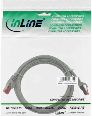 InLine Patchcord S/FTP, PiMF, Cat.6, 250MHz, PVC, CCA, szary 1m (76111) 2
