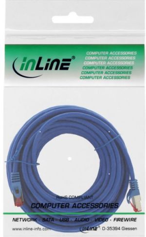 InLine Patchcord S/FTP, PiMF, Cat.6, 250MHz, halogen free, niebieski 10m (76900B) 2