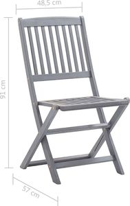 vidaXL Składane krzesła ogrodowe z poduszkami, 8 szt., drewno akacjowe 7