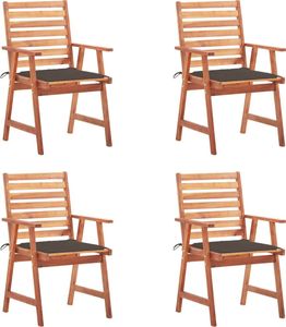 vidaXL Krzesła ogrodowe z poduszkami, 4 szt., lite drewno akacjowe 1
