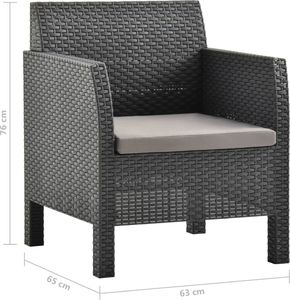 vidaXL Krzesła ogrodowe z poduszkami, 2 szt., PP, antracytowe 7