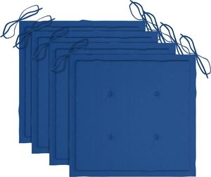 vidaXL Krzesła ogrodowe, kobaltowe poduszki, 4 szt., drewno tekowe 6