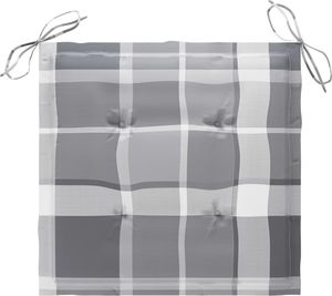 vidaXL Krzesła ogrodowe z poduszkami w szarą kratę, 4 szt., tekowe 7