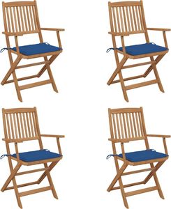 vidaXL Składane krzesła ogrodowe z poduszkami, 4 szt., drewno akacjowe 1