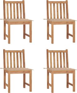vidaXL Krzesła ogrodowe, 4 szt., z poduszkami, lite drewno tekowe 1