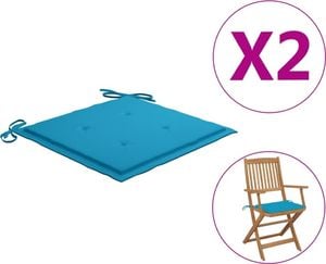 vidaXL Poduszki na krzesła ogrodowe, 2 szt., niebieskie, 40x40x4 cm 1