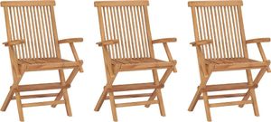 vidaXL Składane krzesła ogrodowe, 3 szt., lite drewno tekowe 1