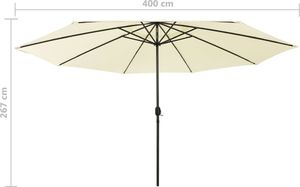 vidaXL Parasol ogrodowy z LED i metalowym słupkiem, 400 cm, piaskowy 7